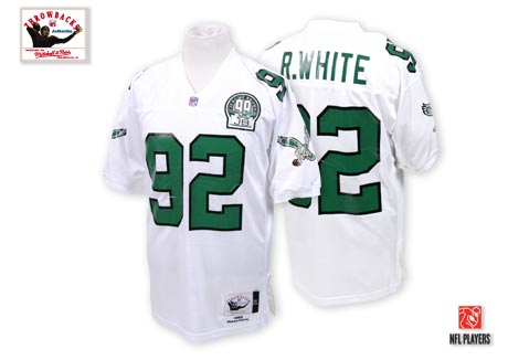 Men's Authentic Reggie White Mitchell and Ness Jersey White Road - #92 Throwback NFL Philadelphia Eagles